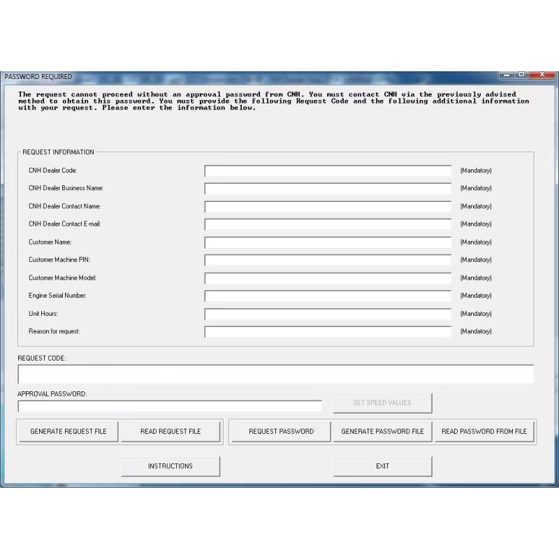 New Holland CNH 40 Digit Factory Password Generator