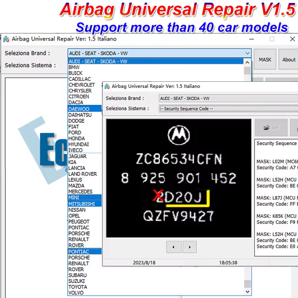 Airbag Universal Repair V1.5 Airbag Reset Tool ECU Programmer for BMW for Vag ECU Chip Tuning File Car Diagnostic Software