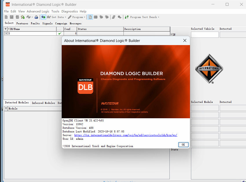 2025 International Navistar DIAMOND LOGIC BUILDER DLB  + Database 2025.10 + Unlock Patch