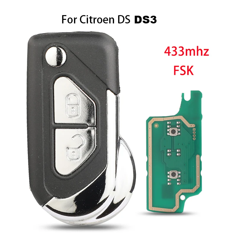 Flip Remote Car Key 433MHz FSK ID46 PCF7941 Chip for Citroen DS3 C3 Berlingo 2009-2017 Model: CE0523