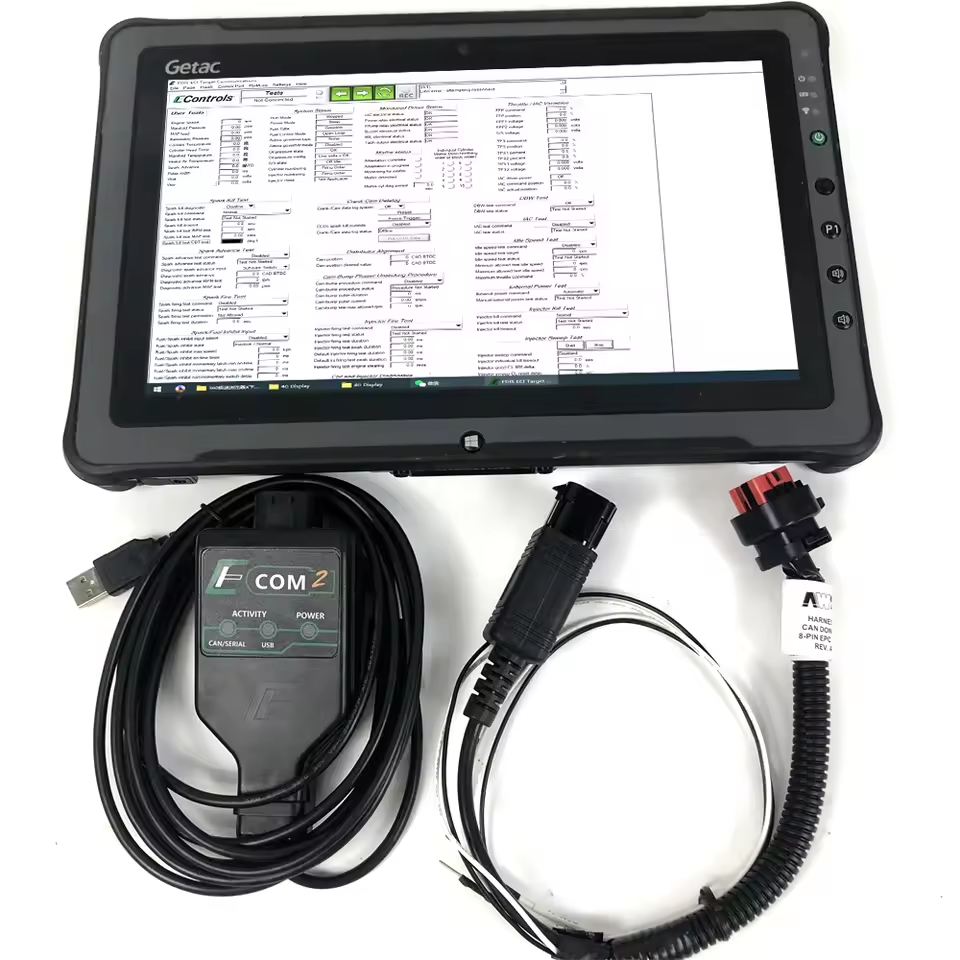 ECOM2 for EControls for EDIS ECI Target Communications for SINOTRUK for Yuchai for Xichai Truck Diagnostic Tool Plus F110 Tablet