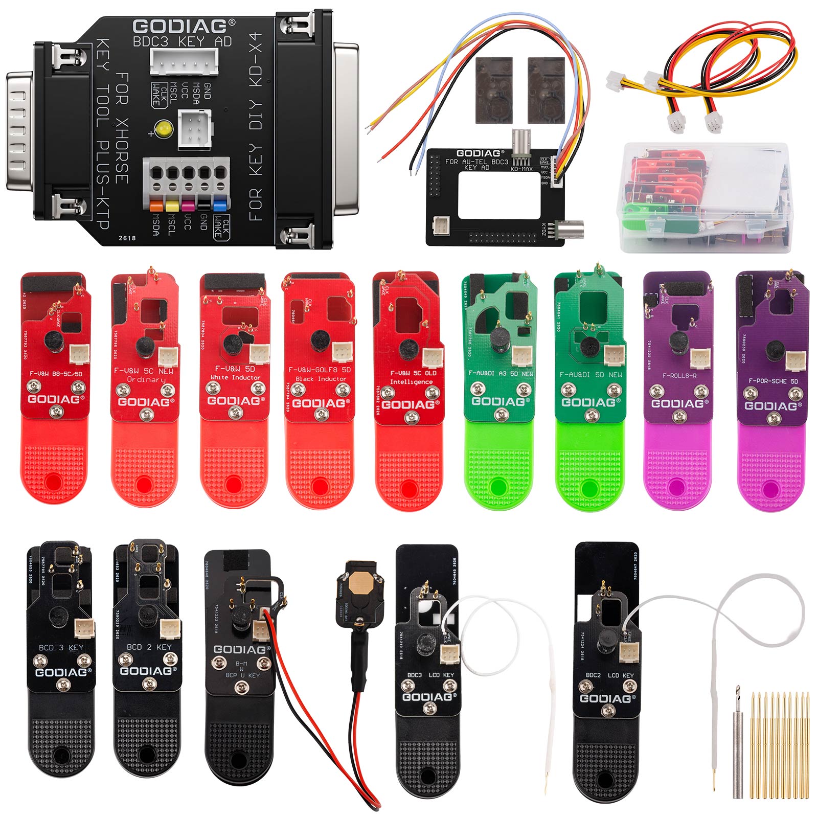 GODIAG BCP U KEY BDC2 BDC3 14-in-1 Adapter Kit for 5C/ 5D Encrypted Key Programming & Matching Supports KEY TOOL PLUS/IM608/KD-MAX/KYDZ Tablets