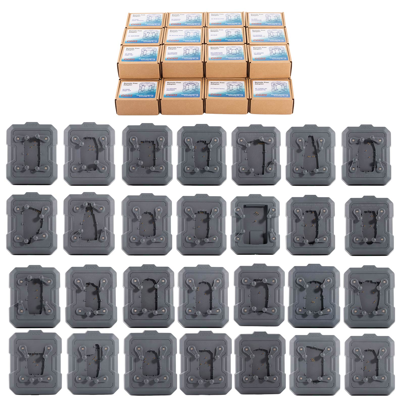 CGDI Remote-Free Adapter 28pcs Set (Includes Numbers 1-30, Excluding 13 & 21) Work with K2 Support BMW/ Audi/ Toyota/ Honda/ Dodge etc