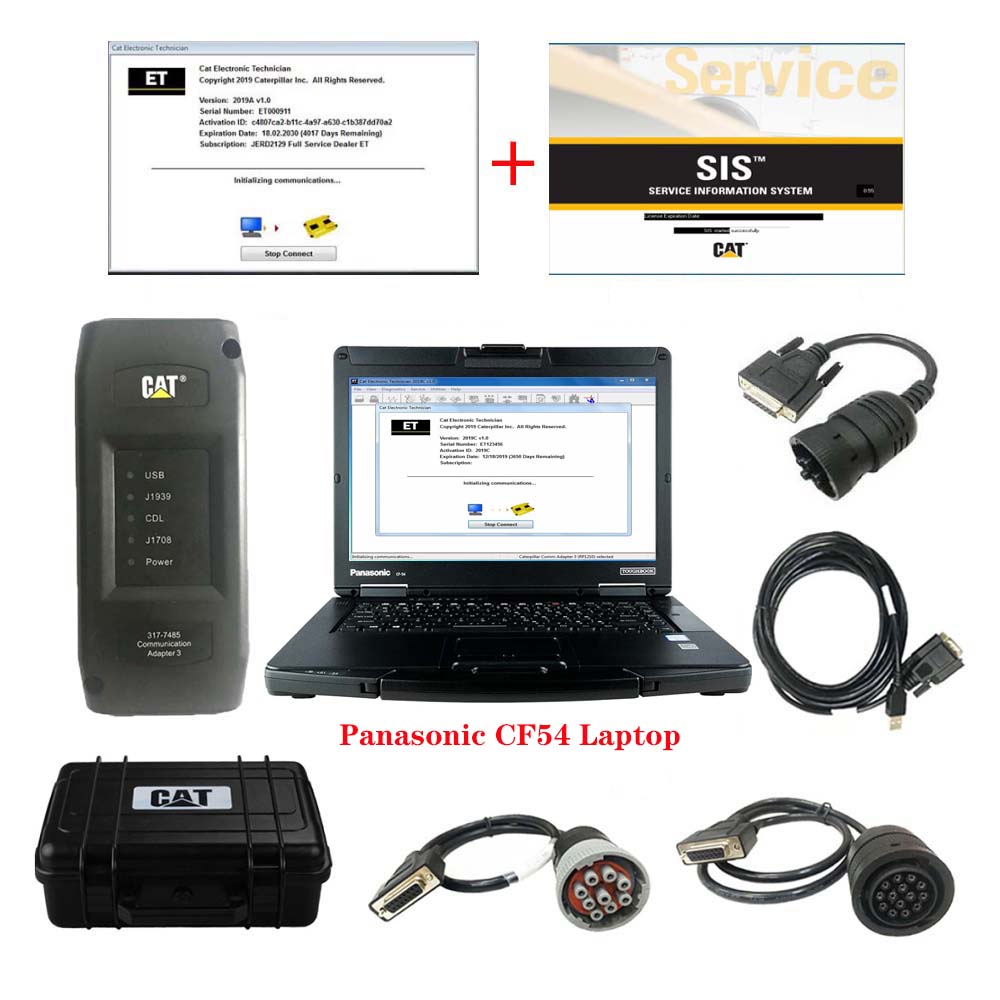 2026A CAT Caterpillar ET Diagnostic Adapter III CAT Diagnostic Tool Plus Laptop with CAT SIS Software Plus Panasonic CF54 Laptop Ready To Use