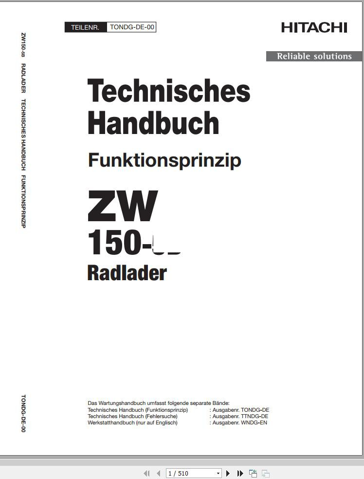 Complete Version Maintenance Technical Manual, Workshop Manual, Circuit Diagram PDF Collection for Hitachi Excavator, Hitachi Loader