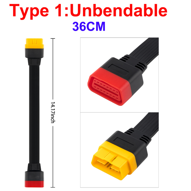 36CM Unbendable OBD2 Extension Cable for Launch X431 iDiag/Easydiag 3.0/X431 M-Diag/X431 V/V+/5C PRO