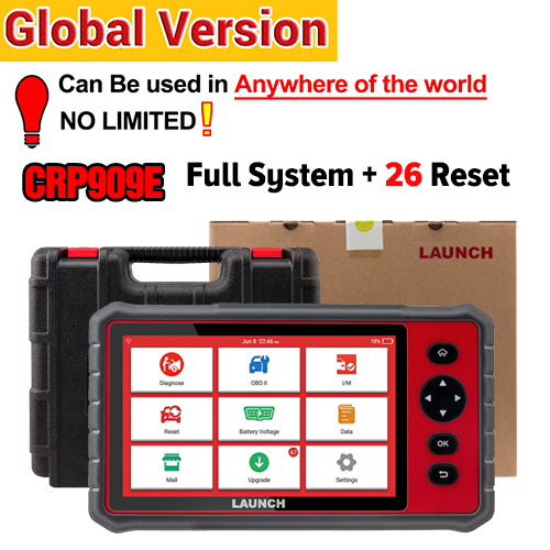 LAUNCH X431 CRP909E Full System Car Diagnostic Tool with 15 Reset Service PK MK808 CRP909 Global Version