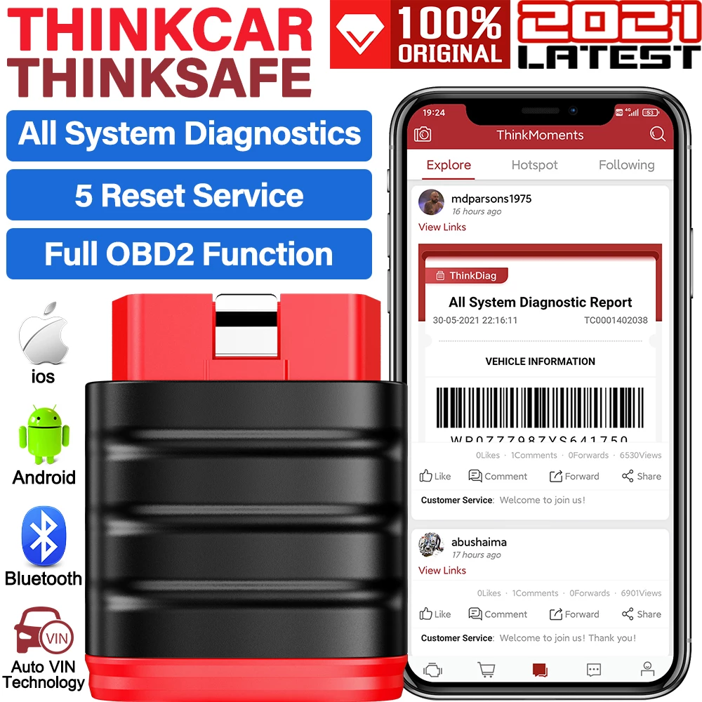 THINKCAR THINKSAFE OBD2 Automotive Scanner All System All Makes Free Oil ABS EPB Reset OBD 2 Car Diagnostic Tool PK Thinkdiag