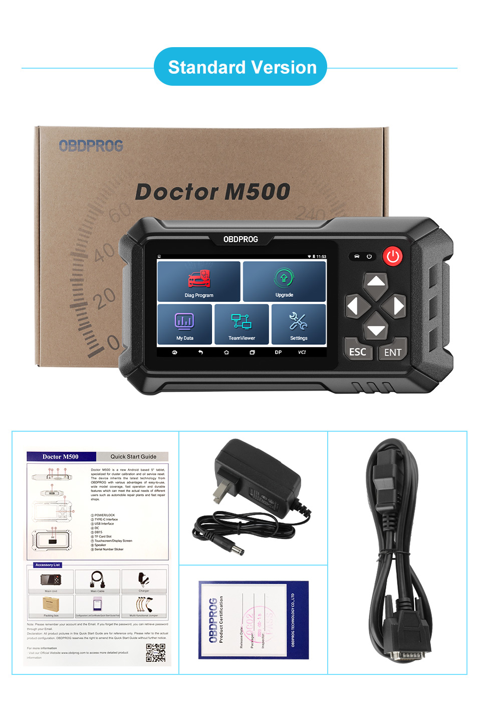 OBDPROG M500 Car Cluster Calibration Tools OBD2 Diagnose Oil Reset Instrument Adjustment Tool Code Reader Automotive Scanner Standard Version