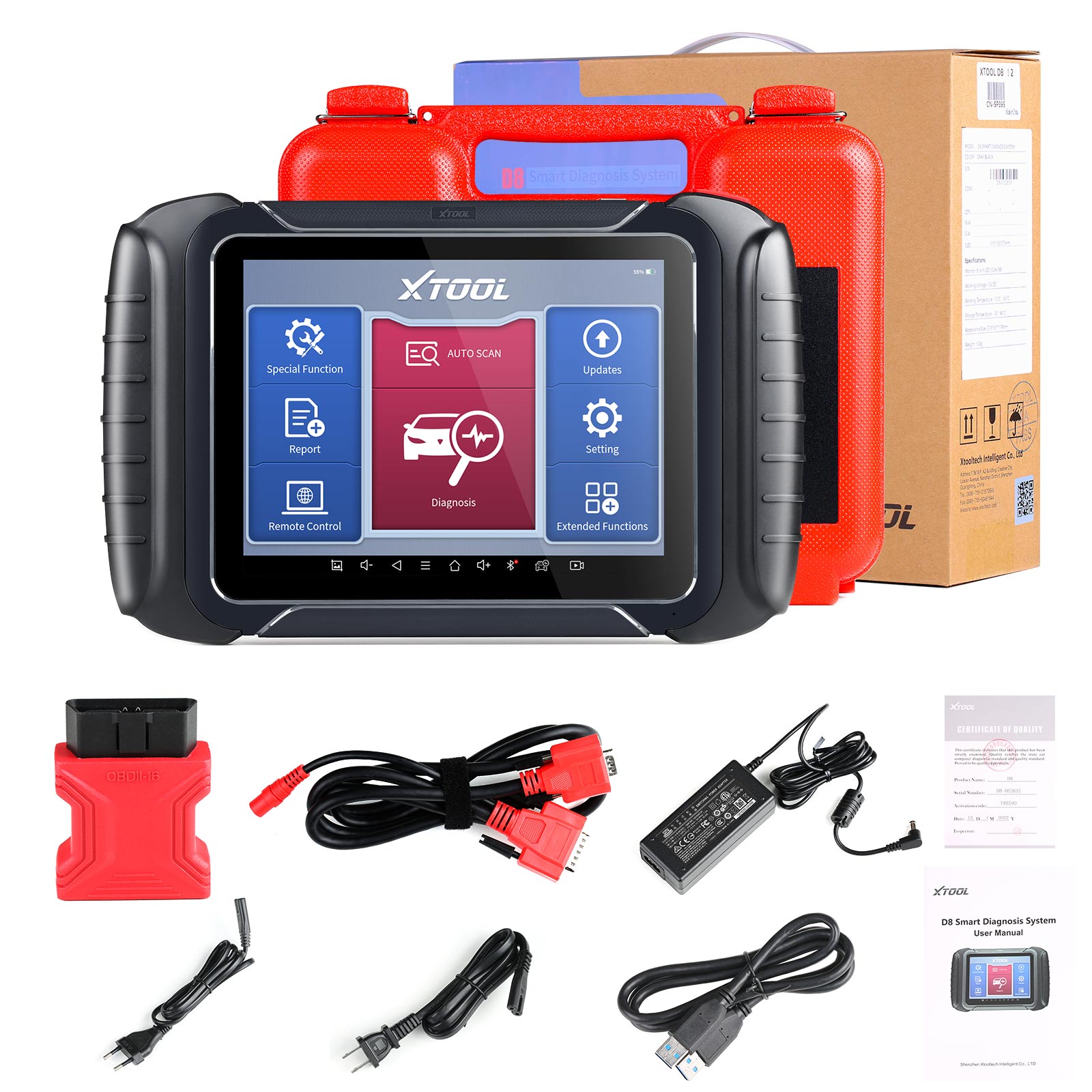 2023 Newest XTOOL D8 OBD2 Diagnostic Scanner Automotive OBD Code Reader Professional Car Scan Tool 8 inch Scanner Support CAN FD