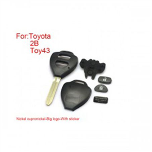 Remote Key Shell 2 Buttons Easy to Cut Copper-Nickel Alloy Big Logo with Sticker for Toyota Corolla 5pcs/lot