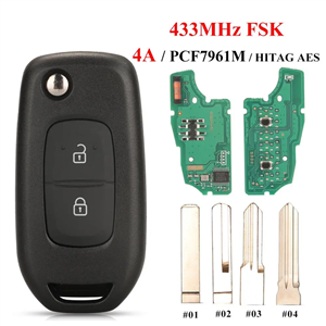 2 Buttons 433MHz PCF7961M 4A Chip Flip Remote Key for Renault Dacia Logan 2 II 2018 2019 2020 FSK Car Key Fob Control