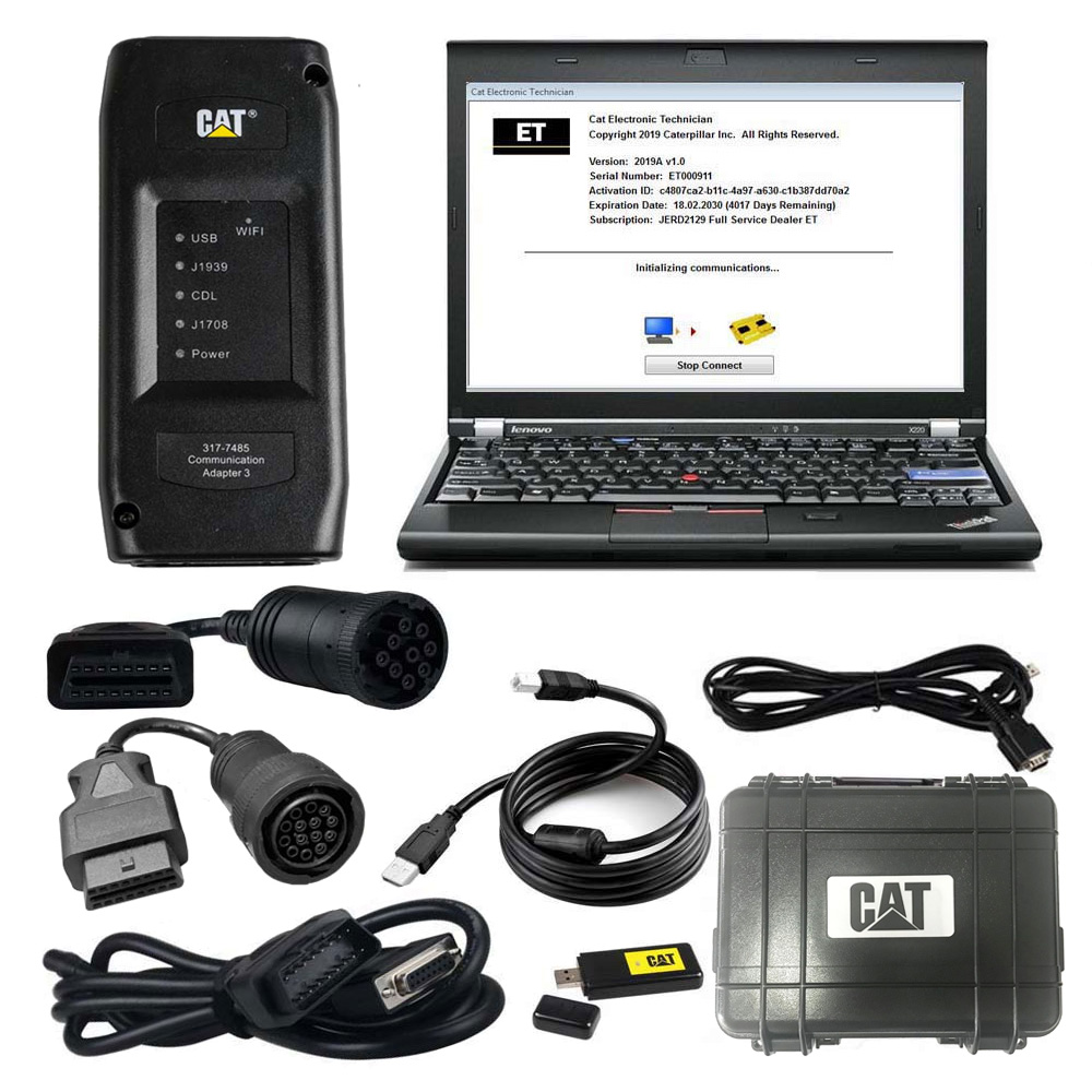 2024A CAT Caterpillar ET3 Diagnostic Adapter III CAT ET Diagnostic Tool WIFI and 14PIN+9PIN  Cables PLUS Lenovo X220 Laptop