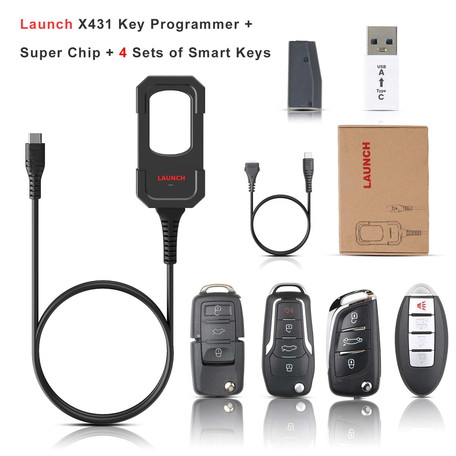 2023 Launch X431 Key Programmer Remote Maker with Super Chip and 4 Sets of Smart Keys