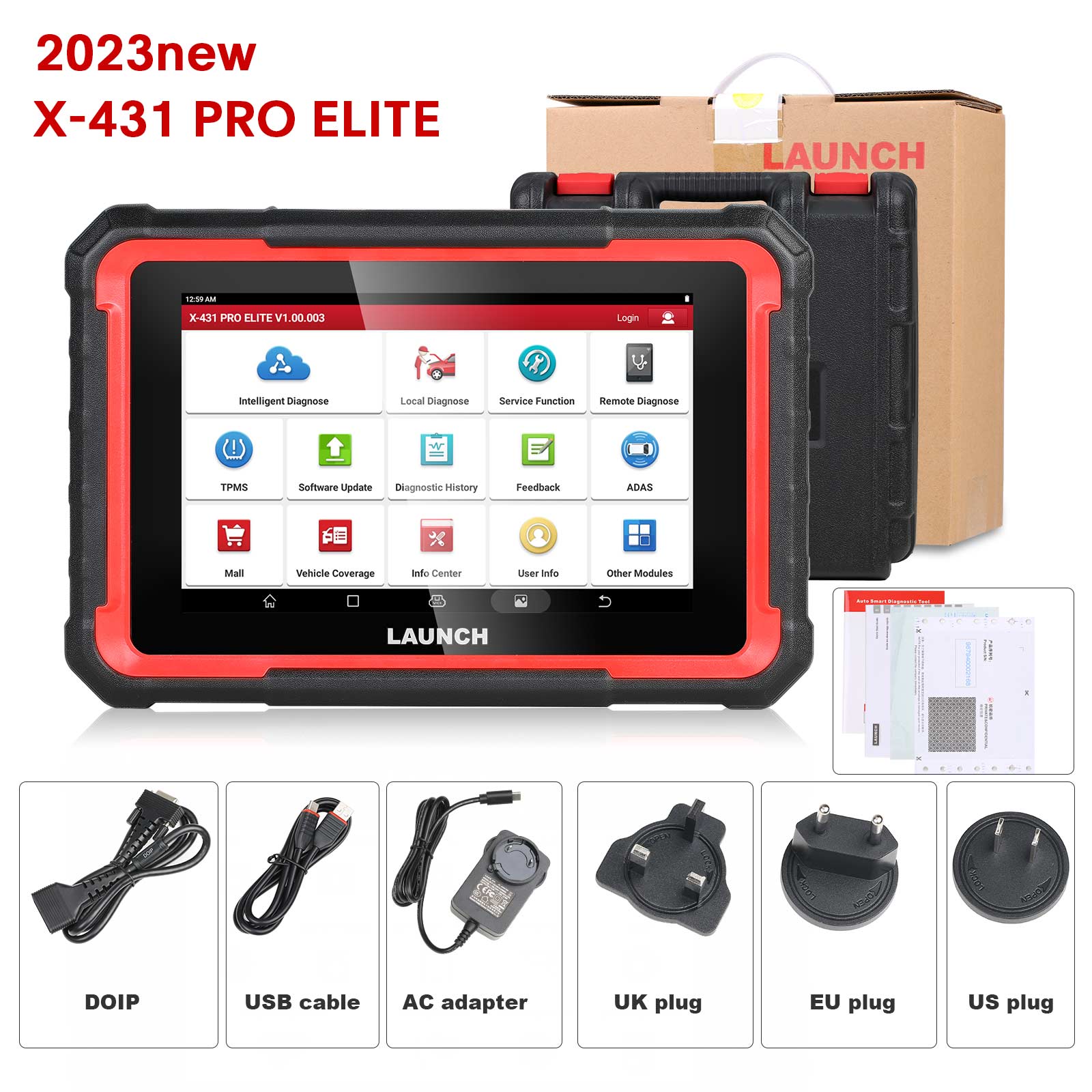 2023 New Launch X431 PRO ELITE Auto Full System Car Diagnostic Tools CAN FD ECU Programming Coding Active Tester OBD2 Scanner
