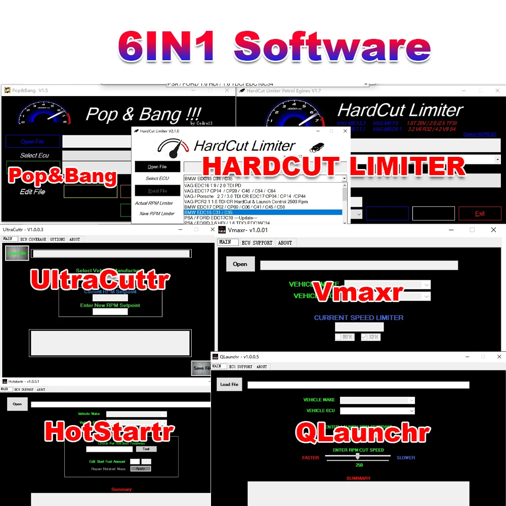 2023 New HardCut Limiter Diesel + Petrol Engines + Pop&Bang + HARDCUT LIMITER VMAX+ HotStartr + QLaunchr Software 6 IN 1 PACK