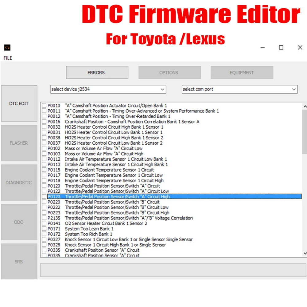 DTC Firmware Editor Software for Toyota / Lexus Support for 76Fхххх Microcontrollers English Version