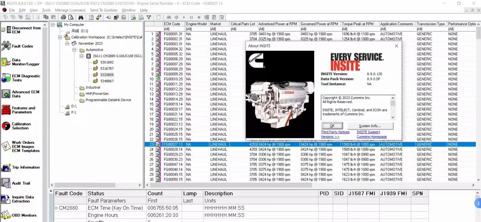 Cummins Insite 8.9.0.130+ Fleet Number