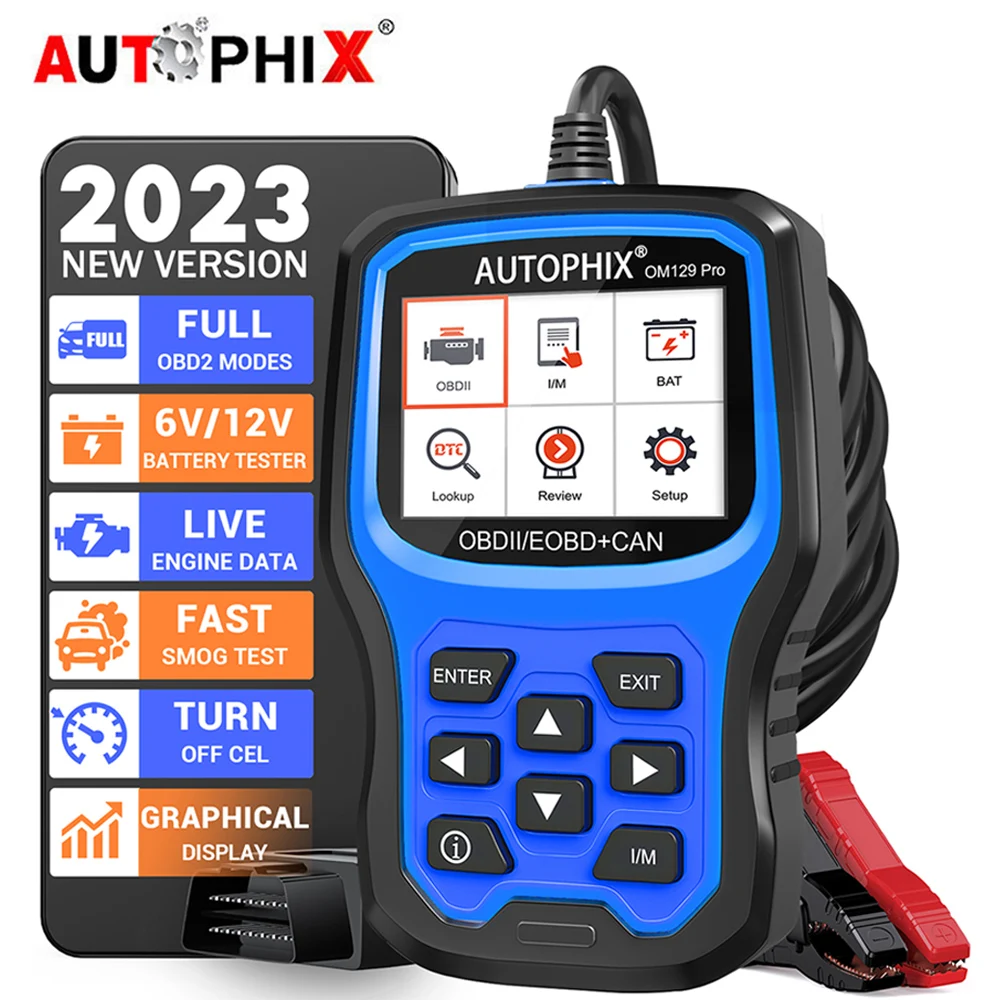 AUTOPHIX OM129 Pro 2 IN 1 OBD2 Automotive Scanner Code Reader 6/12V Car Battery Tester Car Diagnostic Tools Battery Load Tester