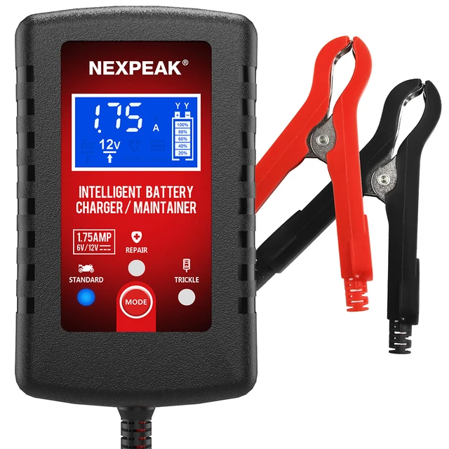 NEXPEAK NC175 Car Trickle Charger 12V 6V with LED 9-stage Charging Floating Charge For Motorcycle Boat Automotive Maintainer