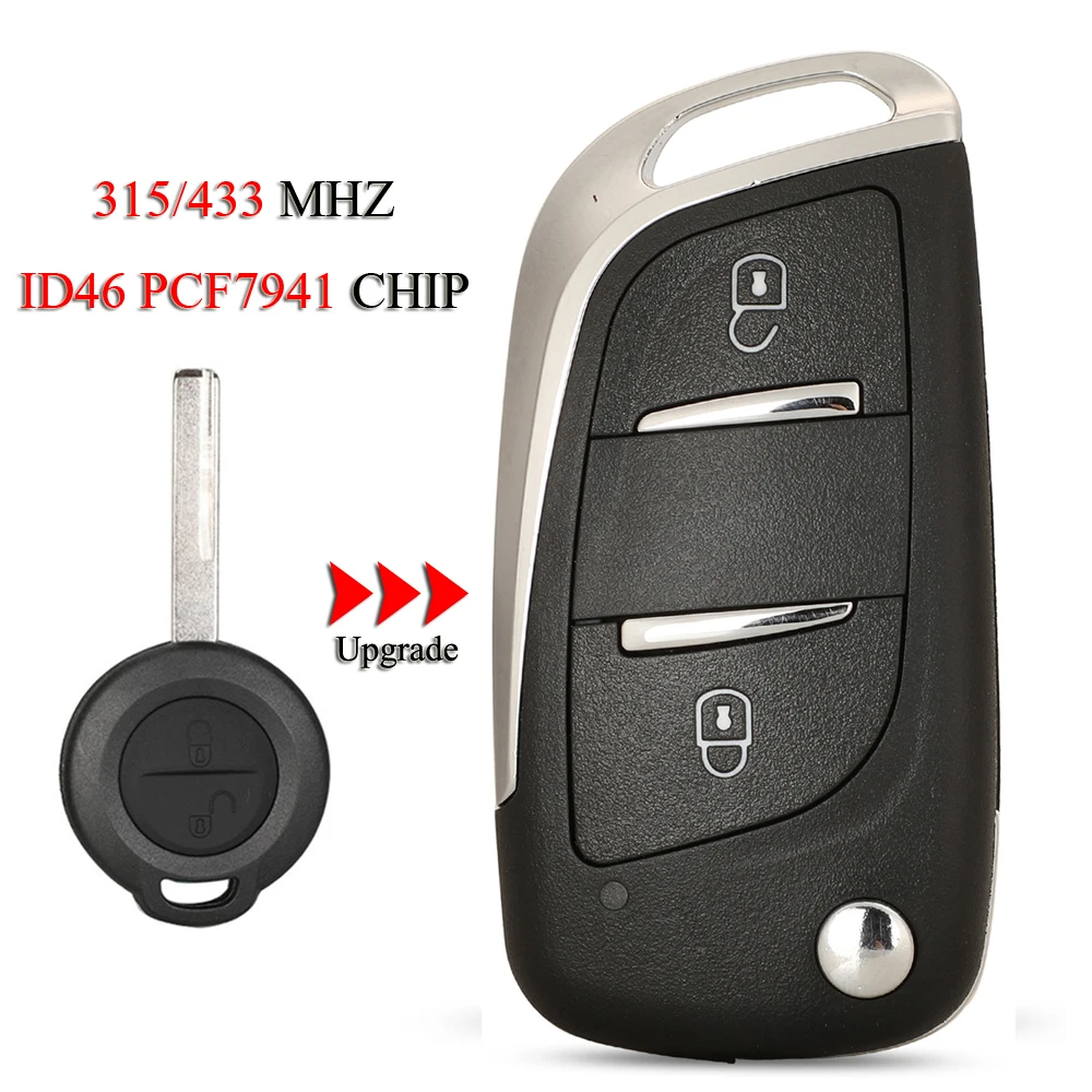 Upgrade Remote Smart Car Key For Mercedes Benz Smart 454 Forfour For Mitsubishi Colt 2Buttons 315/433Mhz ID46 PCF7941