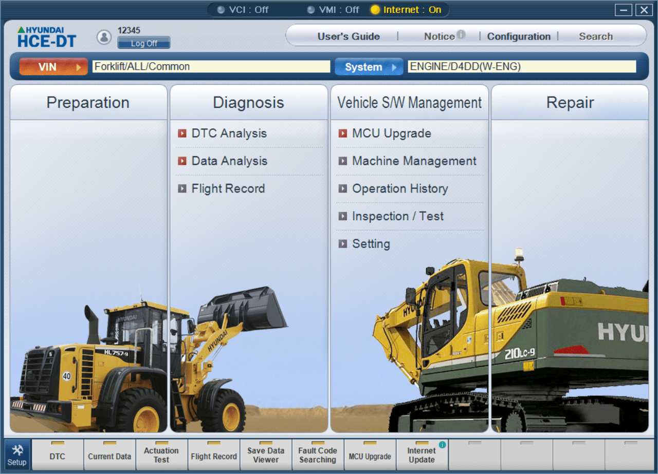 Hyundai HCE-DT Master Diagnostic Software [2019] Updated  For Hyundai Robex - Excavators, Forklifts, Wheel Loaders