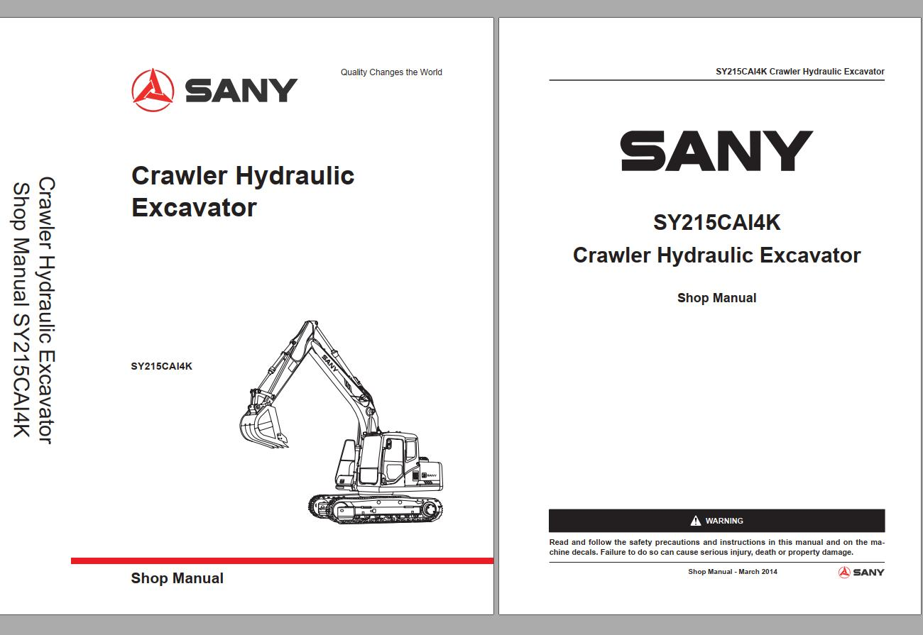 Sany Heavy Equipment SW SY Series Shop Manual Diagram and Spare Parts Catalogue DVD PDF