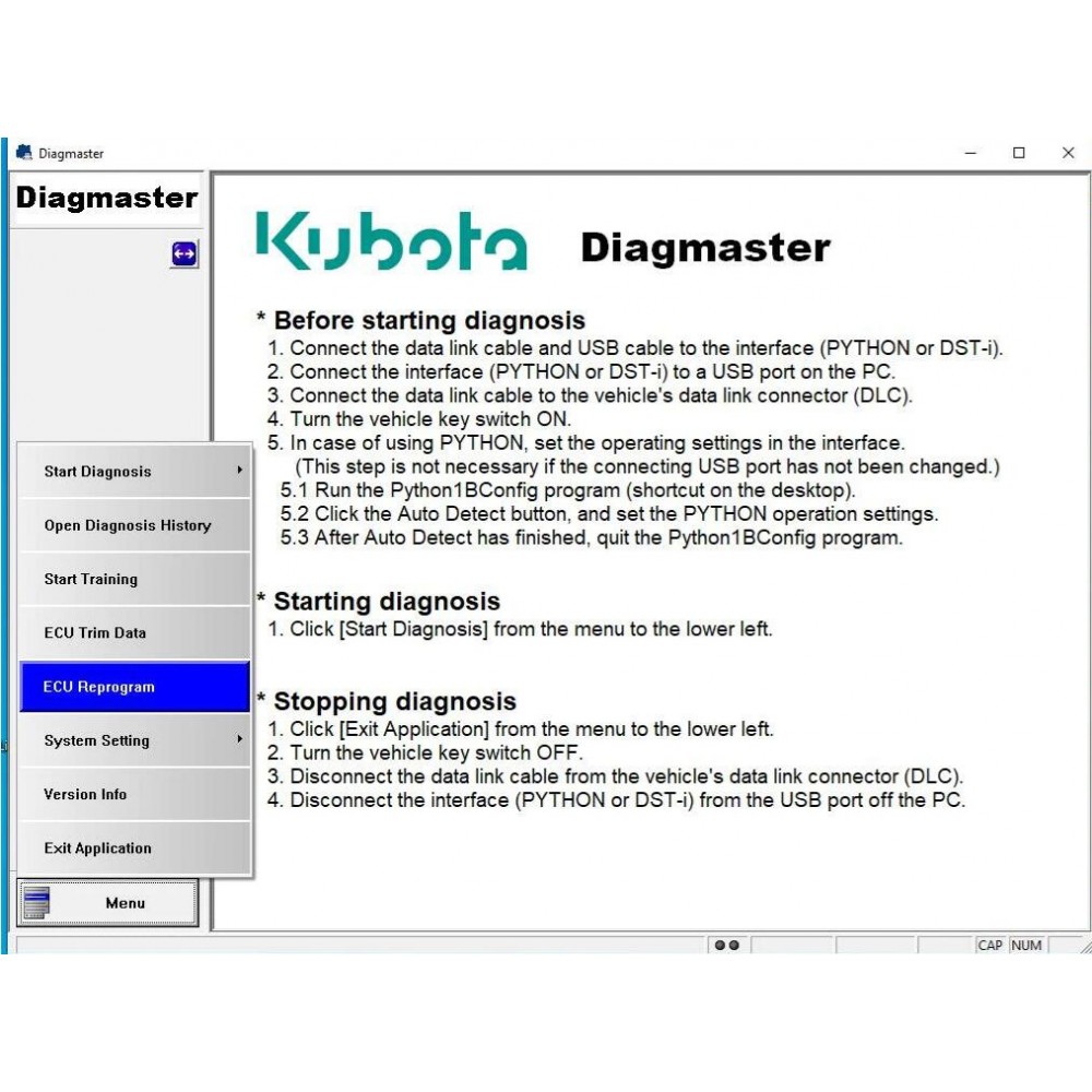 2022 Kubota Takeuchi DiagMaster DST-I Level 9 22.08.01 Diagnostic Software