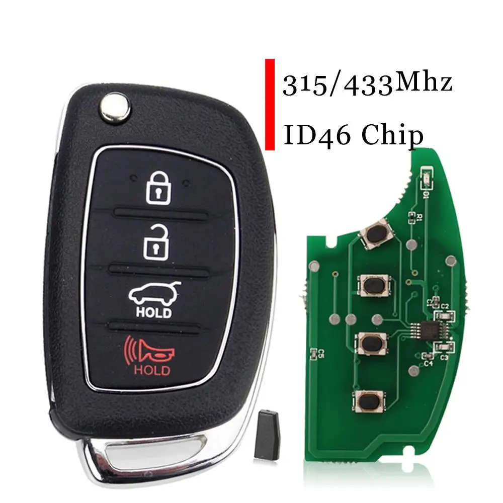 Remote Flip Key Fob for Hyundai Elantra Accent Ix35 IX45 I30 Solaris Tucson I20 Santa Fe 315/433mhz ID46 Chip