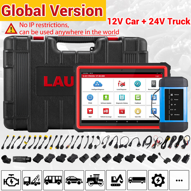 LAUNCH X431 PRO3S+ HDIII 10.1 Inch 12V & 24V Car & Truck Diagnostic Scanner Automotive OBDII Auto Coder Reader Tools car diagnostic tools Global Version