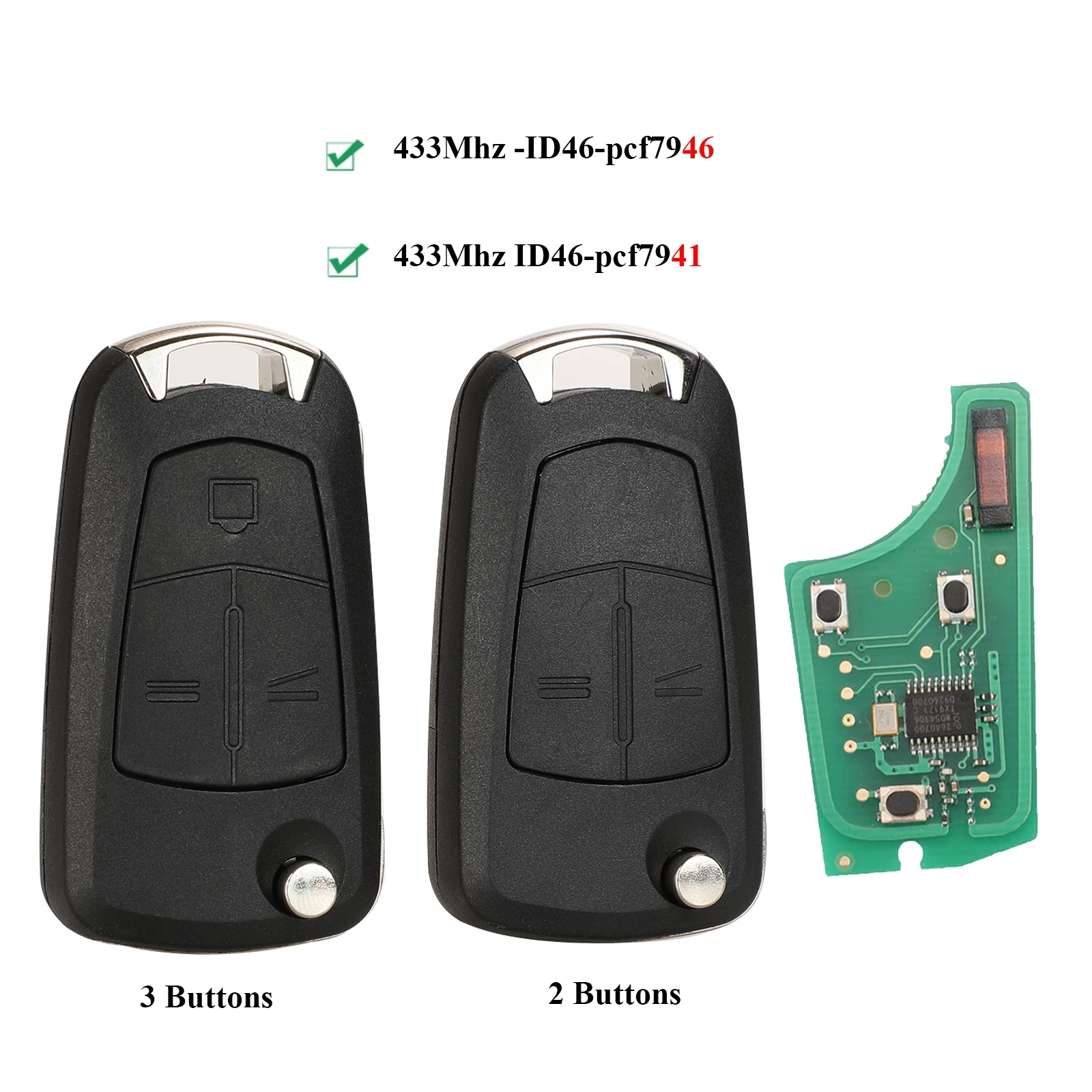 Car Remote PCF7941 Key for Opel/Vauxhall Astra H 2004-2009, Zafira B 2005-2013 PCF7946 Vectra C 2002-2008 Signium
