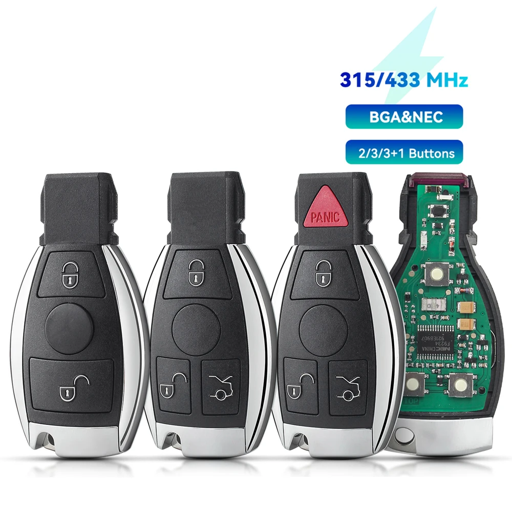 Smart Remote Car Key For Mercedes Benz Year 2000+ Supports Original NEC and BGA 315MHz Or 433.92MHz 2/3/4 Buttons