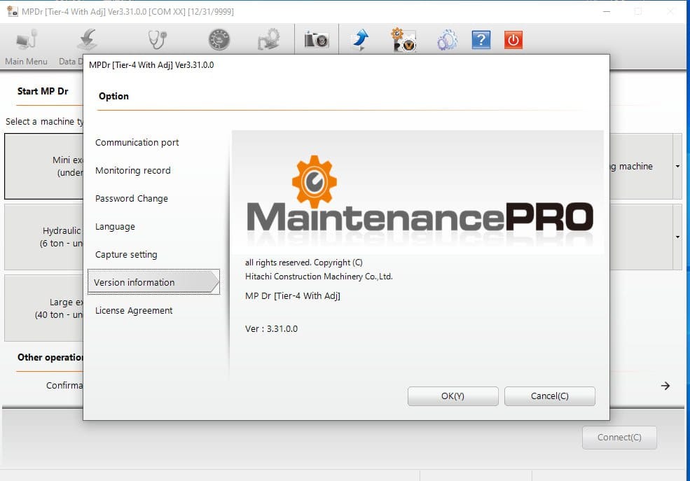 2024 Hitachi Construction Machinery MPDR Diagnostic Software V3.31 Tier 4 With Adj+Never Expired