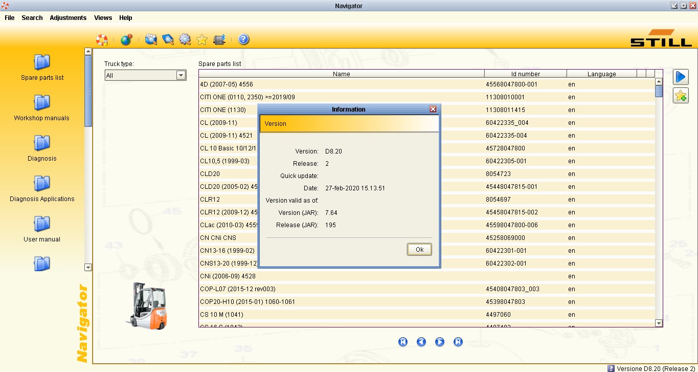 STILL Steds Forklifts 8.20 R2 Service Repair & Parts Manuals For All Models 2020 EPC & Diagnostics Software