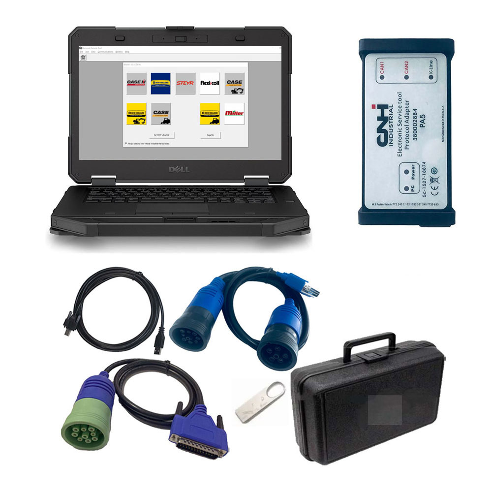 New Holland Electronic Service Tools CNH EST 9.10 Engineering Level Kit DPA 5 Diagnostic Tool Plus DELL 5414 Laptop