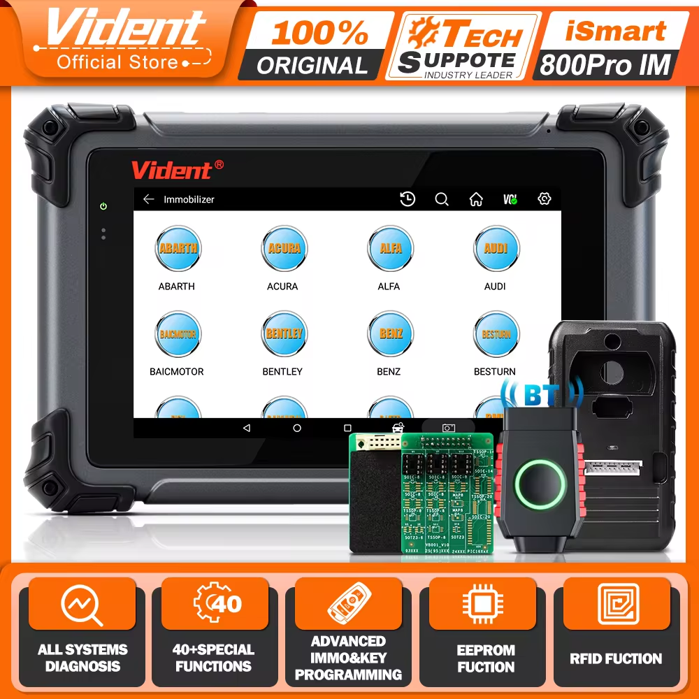 Vident iSmart800Pro IM IMMO Key Programmer Car Diagnostic Tools OBD2 40 Reset Function Active Test Auto Scan Online Updates