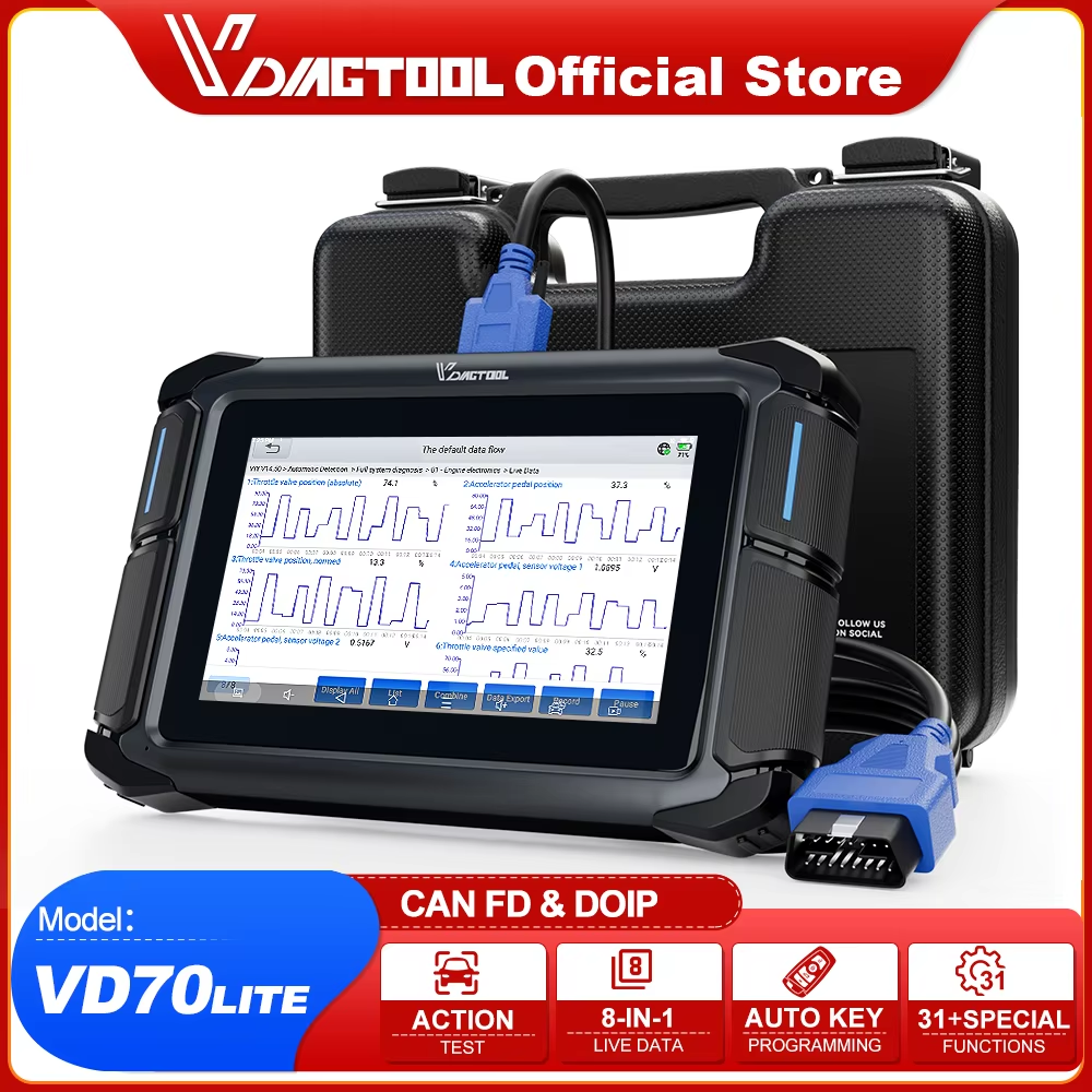 2024 VDIAGTOOL VD70 lite Automotive Diagnostic Tools obd2 Scanner with Bidirectional Control Key Programming 31+ Resets CAN FD & DoIP