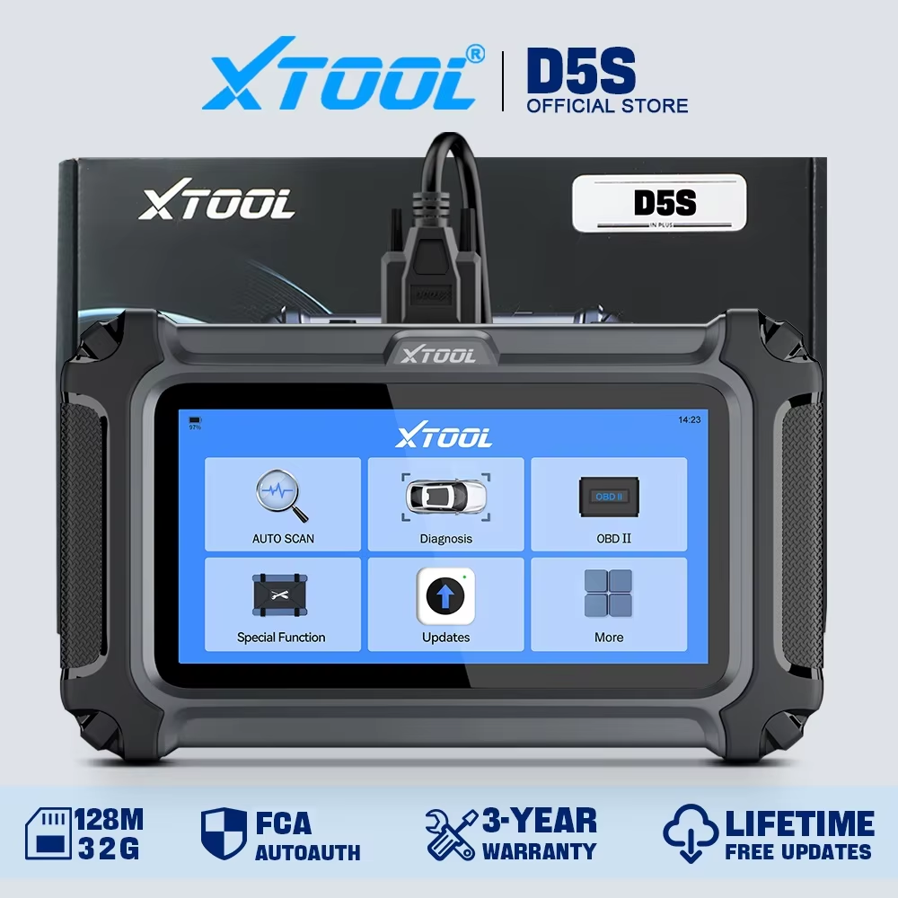 XTOOL D5S Car OBD2 Diagnostic Tool for Engine Transmission ABS SRS Diagnosis with New OS Linux 15+ Resets Lifetime Free Updates