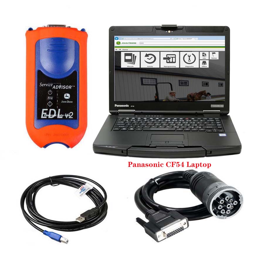 John Deere Service Advisor EDL V2 Electronic Diagnostic Tool Plus Panasonic CF54 I5 Laptop With V5.3.225 AG+ CF Software