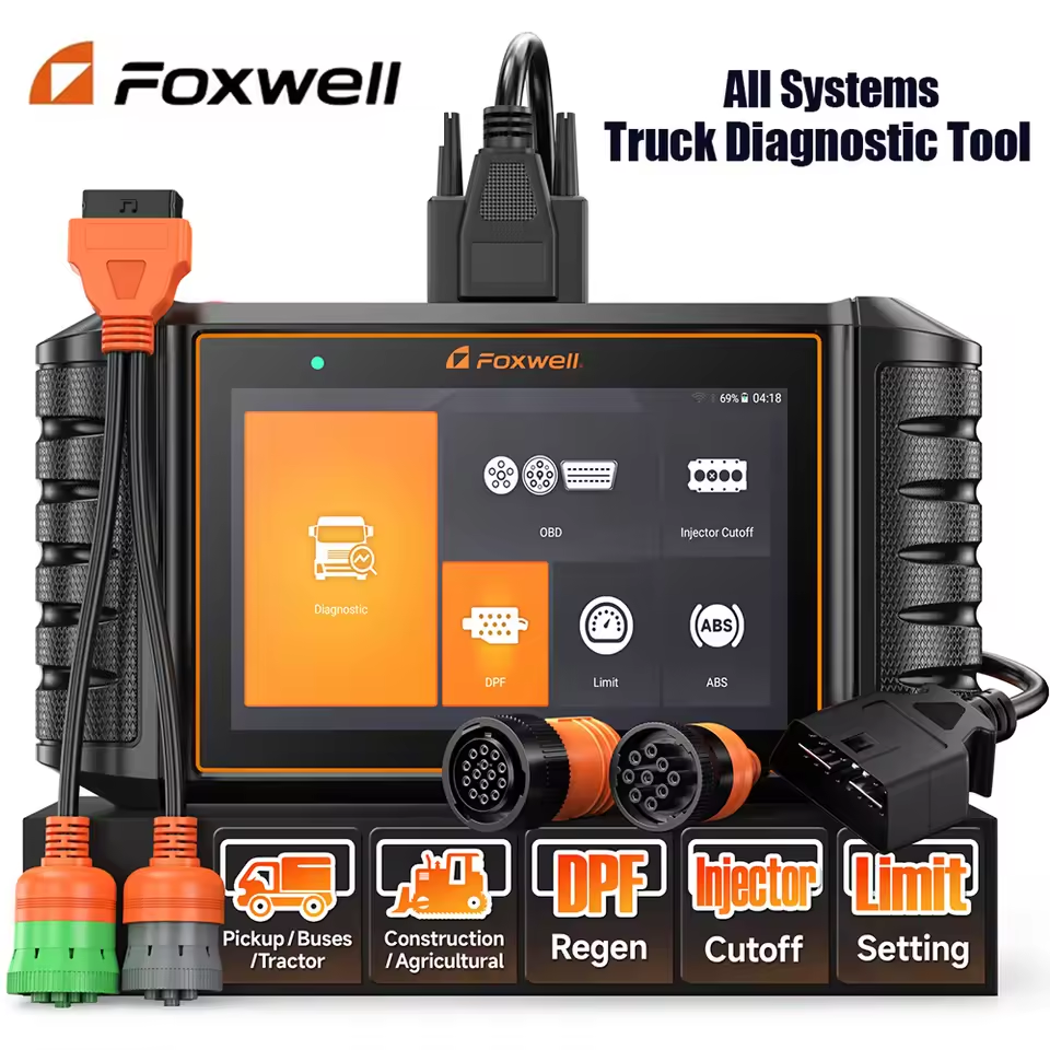 FOXWELL HD500 24V Heavy Duty Truck Diagnostic Tools All System DPF Regen Injector Cutoff ABS Bleeding OBD2 Diesel Trucks Scanner