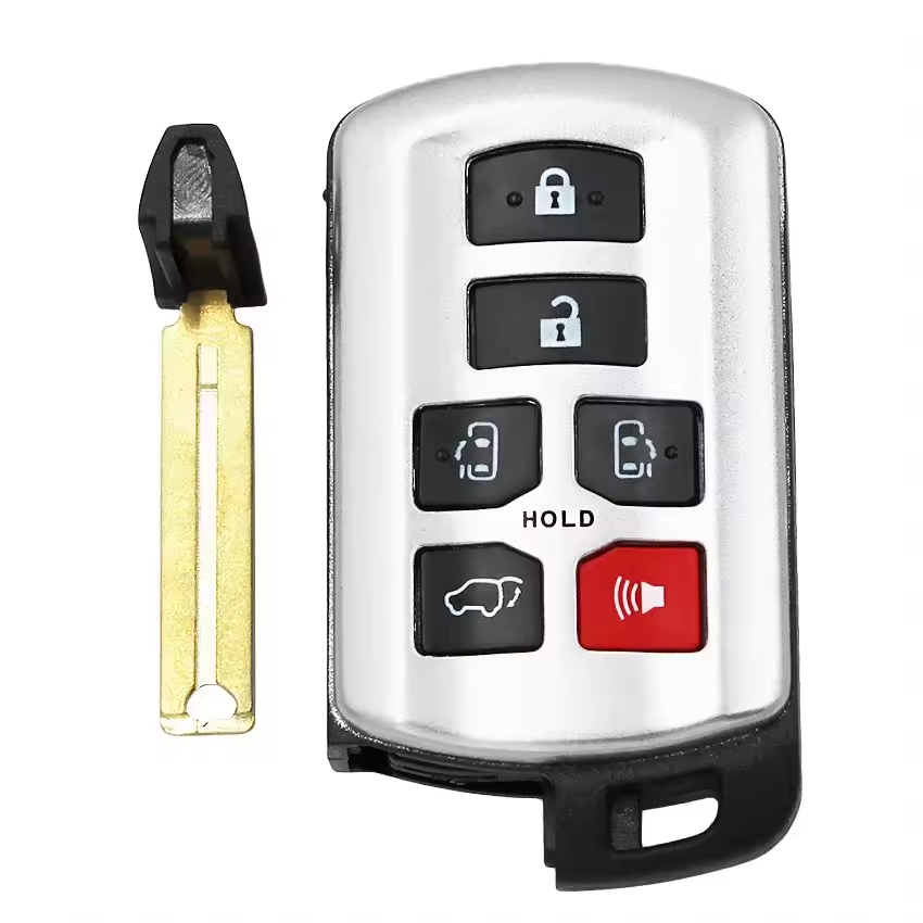 6 Buttons Uncut Blade FOB for Toyota Sienna 2011 - 2017 2018 2019 2020 Smart Prox Remote Key Shell Case