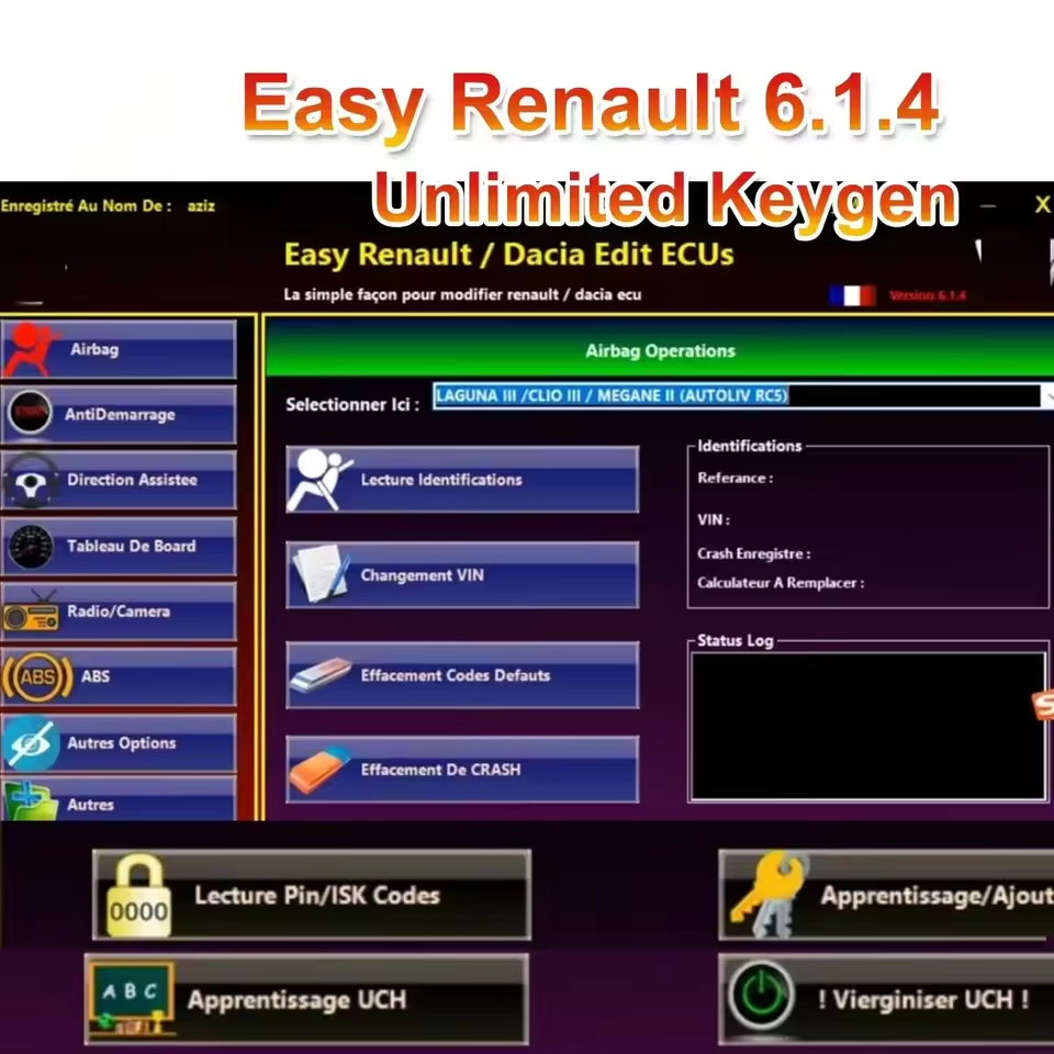 Easy Renault 6.1.4 Software for Renault ECU Programmer Clear Crash Airbag Card Keys UCH Cleaner Keys WORK with OBDLink Renolink