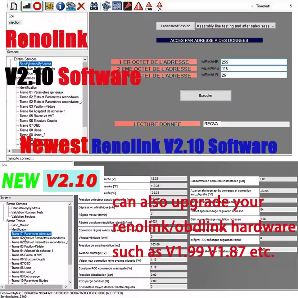 Newest Renolink V2.10 For for Renault V1.99 V1.87 Upgrade OBD 2 OBD2 Car Diagnostic Tool ECM UCH Key ECU Programmer Tools