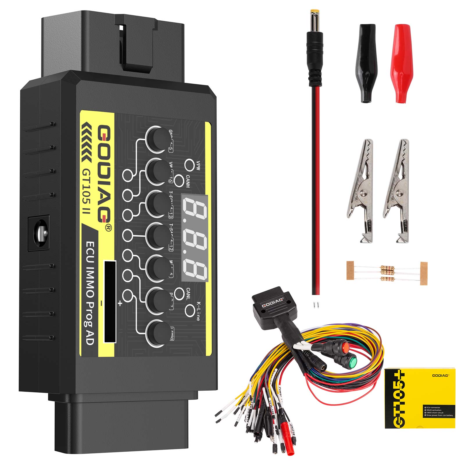 GODIAG ECU IMMO Prog AD GT105 II Break Out Box ECU Connector + Full Protocol OBD2 Universal Jumper Breakout Tricore Cable