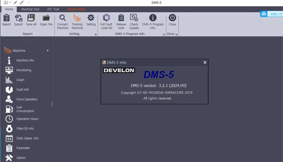 2025.02 Doosan Excavator / Wheel Loader Monitoring Program DMS-5 V3.2.2 Special Mode