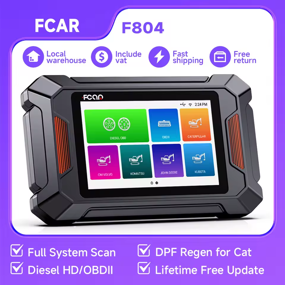 FCAR F804 Heavy Duty Truck Scanner All System DPF Regen Diesel Code Reader for Construction Machinery KOMATSU/CATERPILLA/VOLVO