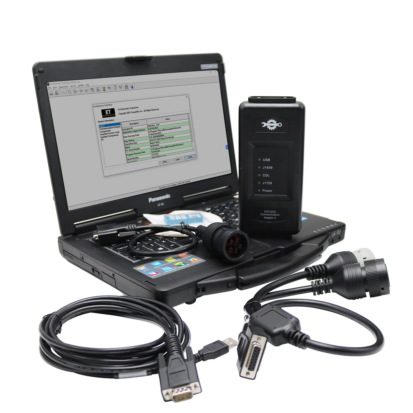 2025A Caterpillar CAT ET 478-0235 Communication Adapter 3 CAT ET4 Diagnostics Testing Scanner Tool Plus Panasonic CF53 Laptop Ready to Use