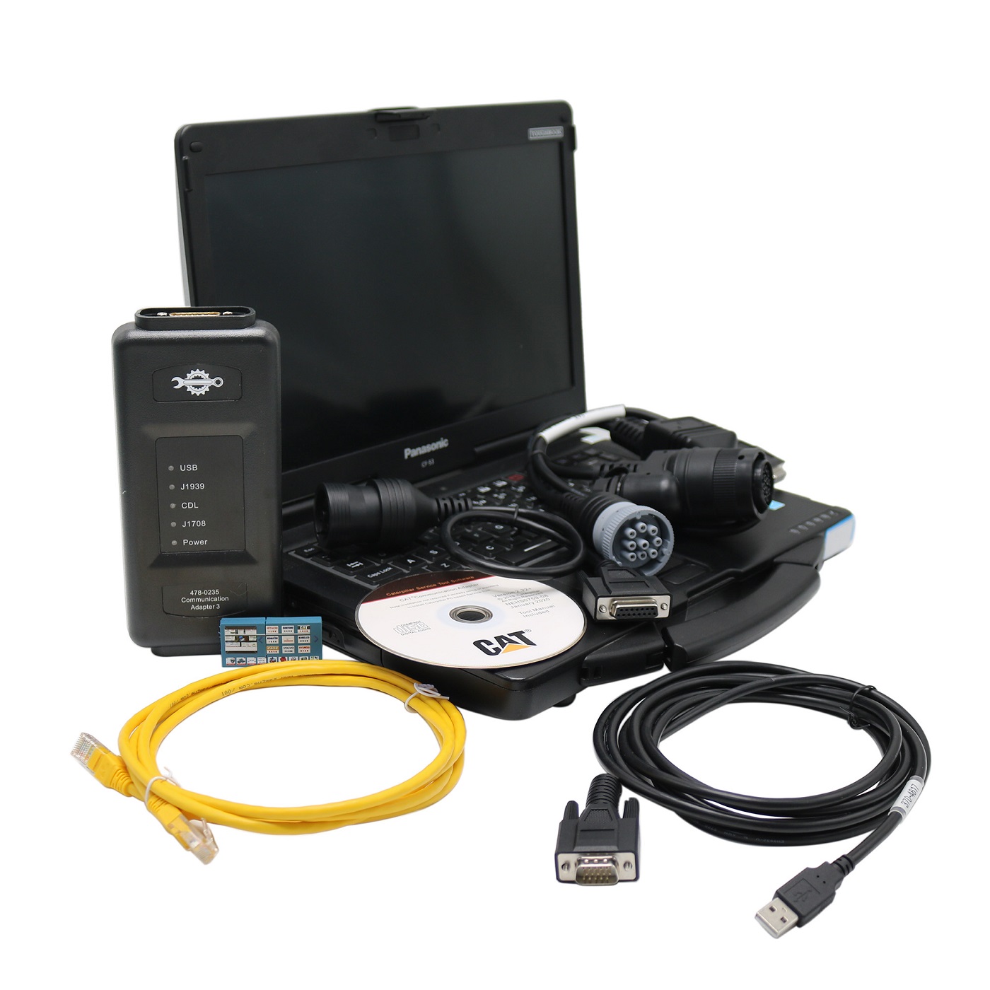 Electronic Technician 2025A Real Caterpillar ET4 Red Cat 478-0235 Communication Adapter 478-0235 Truck Excavator Diagnostic Tool Plus Panasonic CF53 Laptop Ready to Use