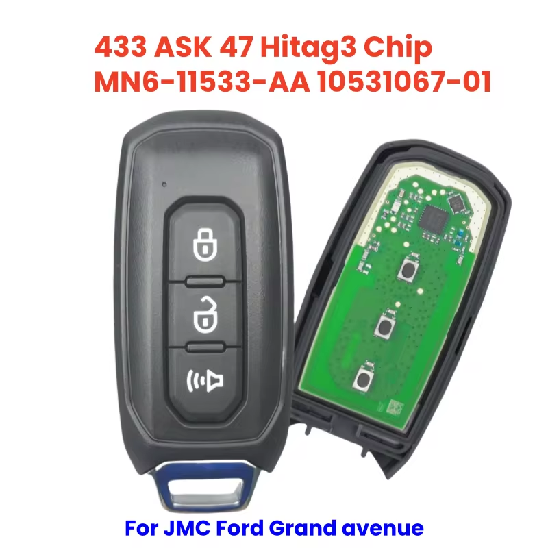 OEM Smart Remote Key 3 Button For JMC Ford Grand avenue 47 Hitag3 Chip 433 ASK MN6-11533-AA 10531067-01