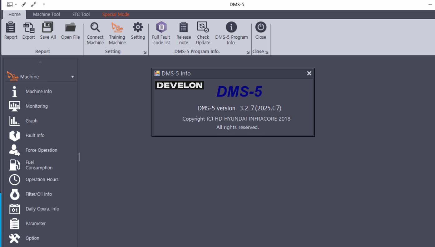 2025.07 DEVELON Doosan Excavator / Wheel Loader Monitoring Program DMS-5 Diagnostic Software V3.2.7 Special Mode